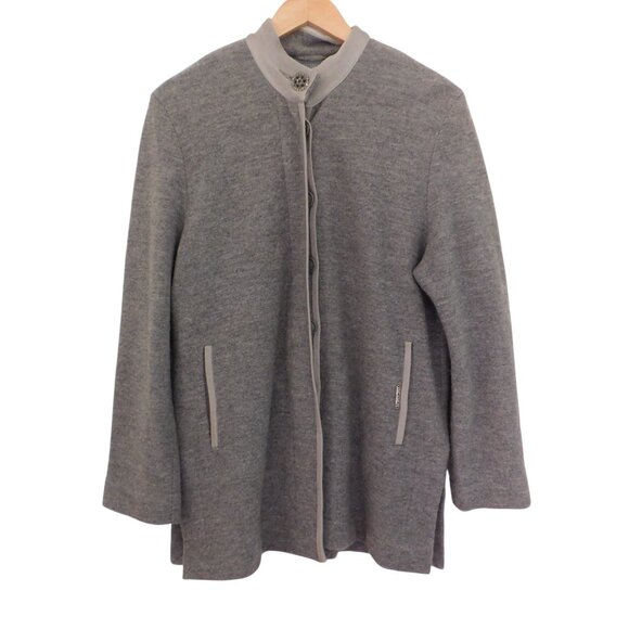 Geiger Austria Boiled Wool Jacket sz 38 US 6 S Gray Button Front - Picture 1 of 8